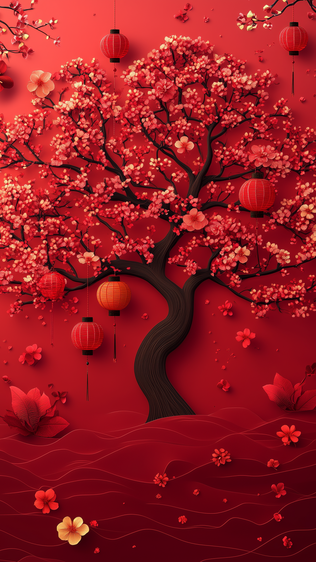壁纸: 精选新年红红火火图集-移动端