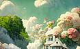 仙境般的绿水河边小屋