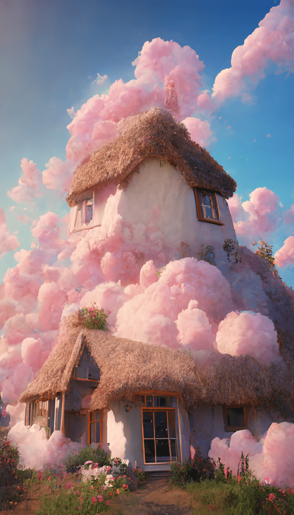 白云粉色小屋