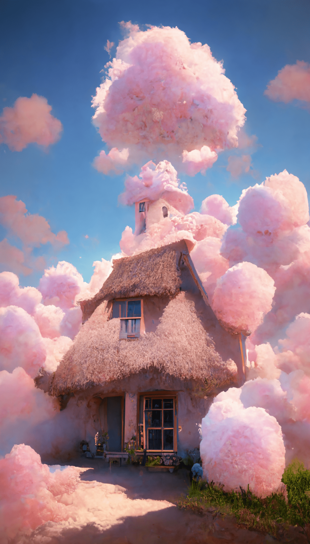 白云粉色小屋