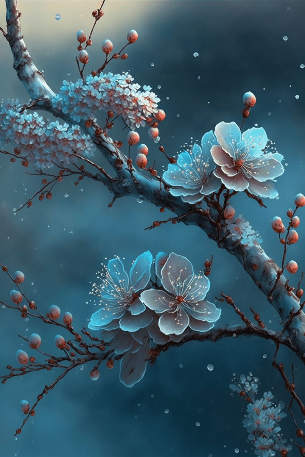 雪景树枝梅花