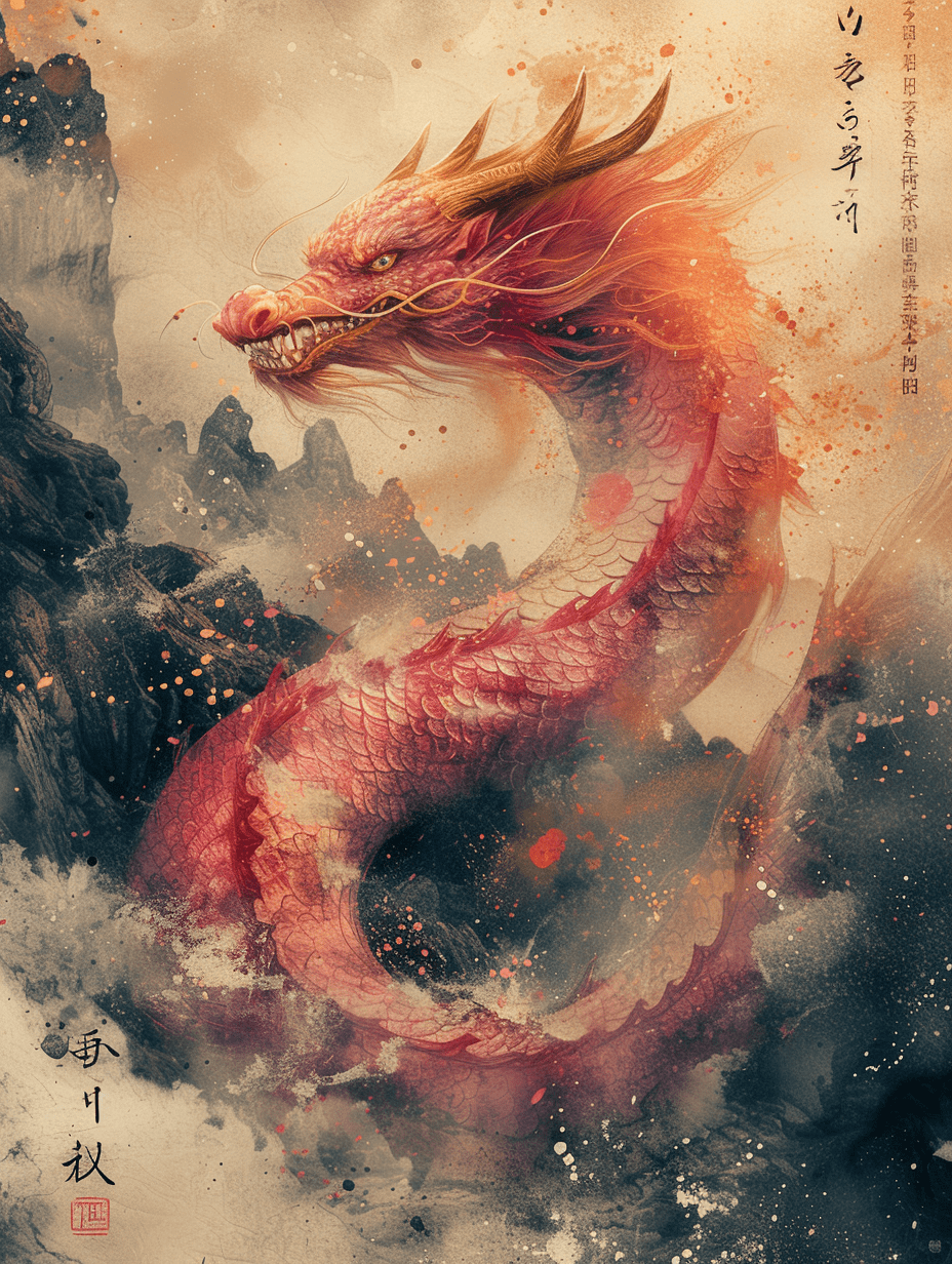 中国农历的龙年壁纸，融入充满活力的传统元素