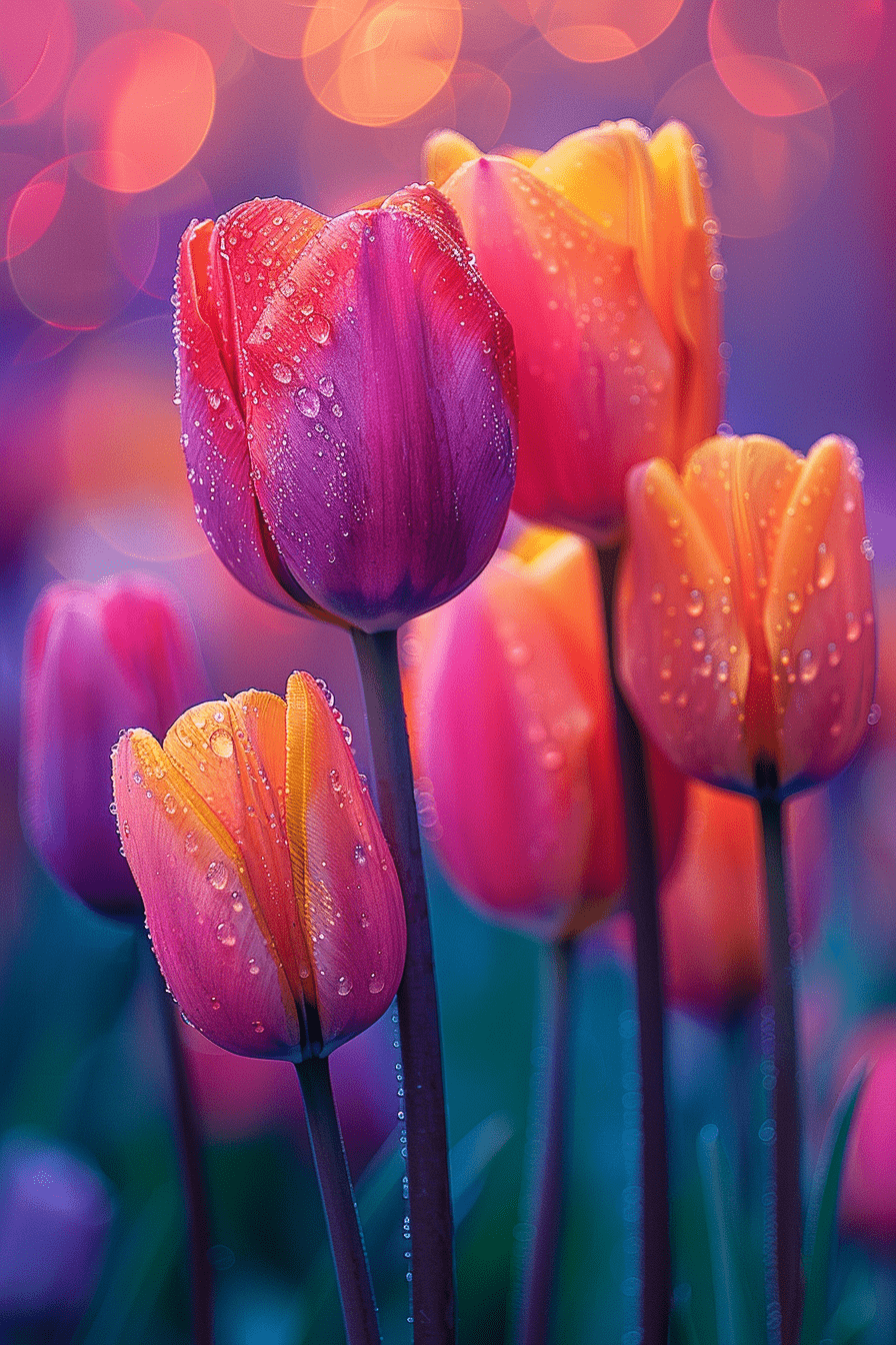 五彩郁金香花