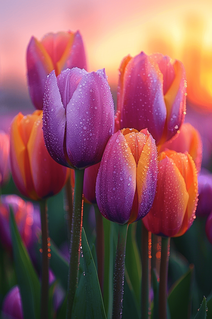 五彩郁金香花