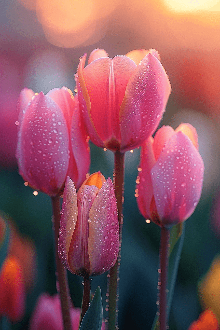 五彩郁金香花