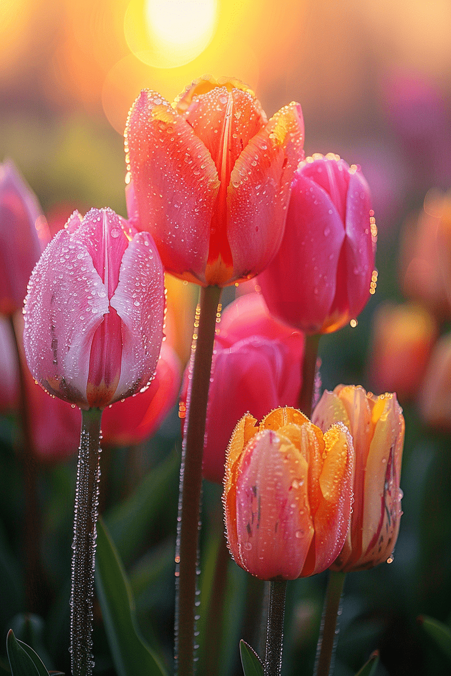 五彩郁金香花