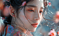 一位少女，她的侧脸显得格外唯美，迷人的眼睛更加引人注目