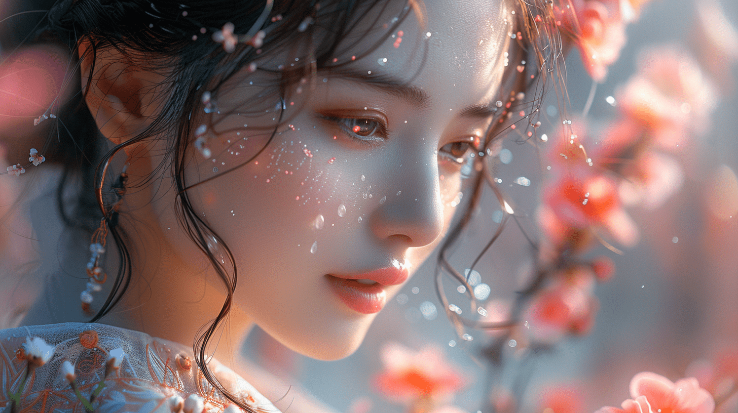 一位少女，她的侧脸显得格外唯美，迷人的眼睛更加引人注目