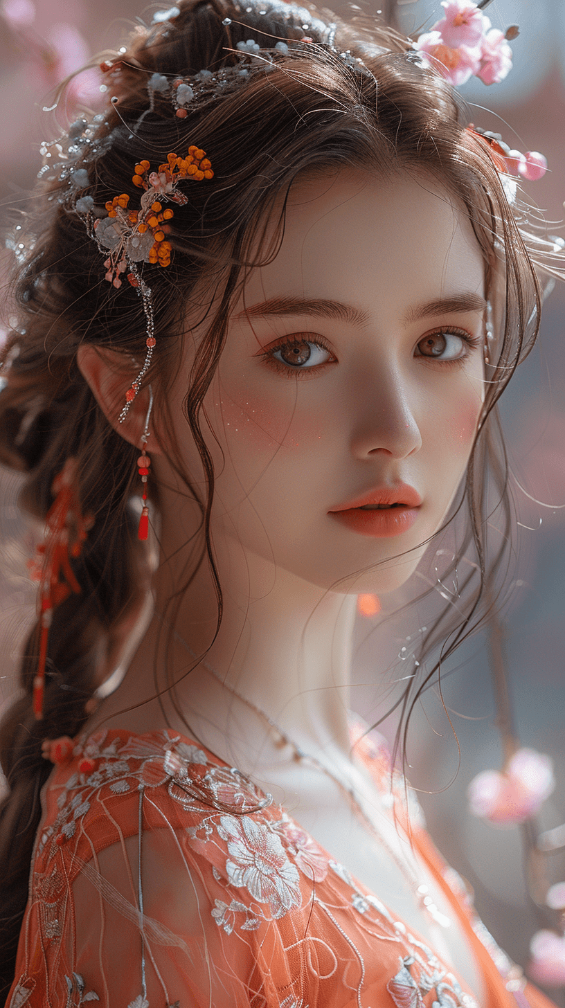 一位少女，她的侧脸显得格外唯美，迷人的眼睛更加引人注目
