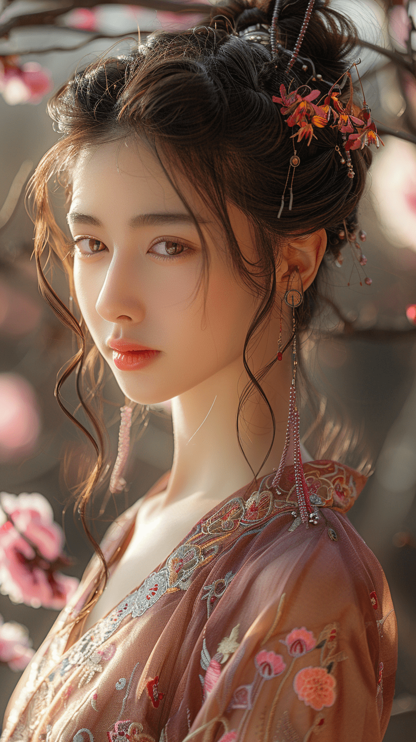 一位少女，她的侧脸显得格外唯美，迷人的眼睛更加引人注目