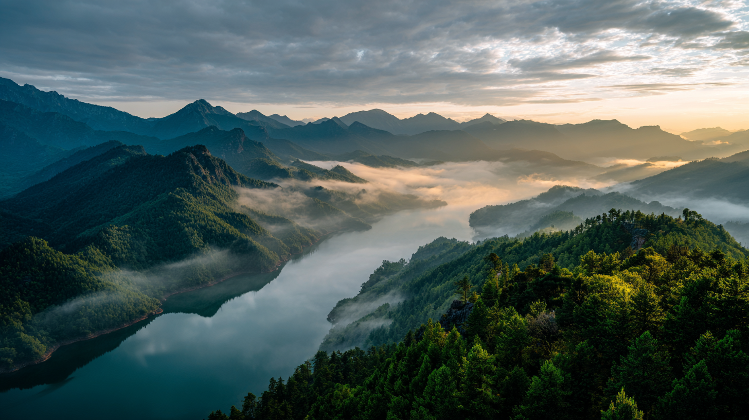 壮丽山川湖海晨雾倒映 4K 高清自然风光壁纸 | 史诗感景深